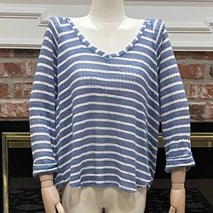 Splendid blue and white striped long sleeve thick top / L / Excellent condition
